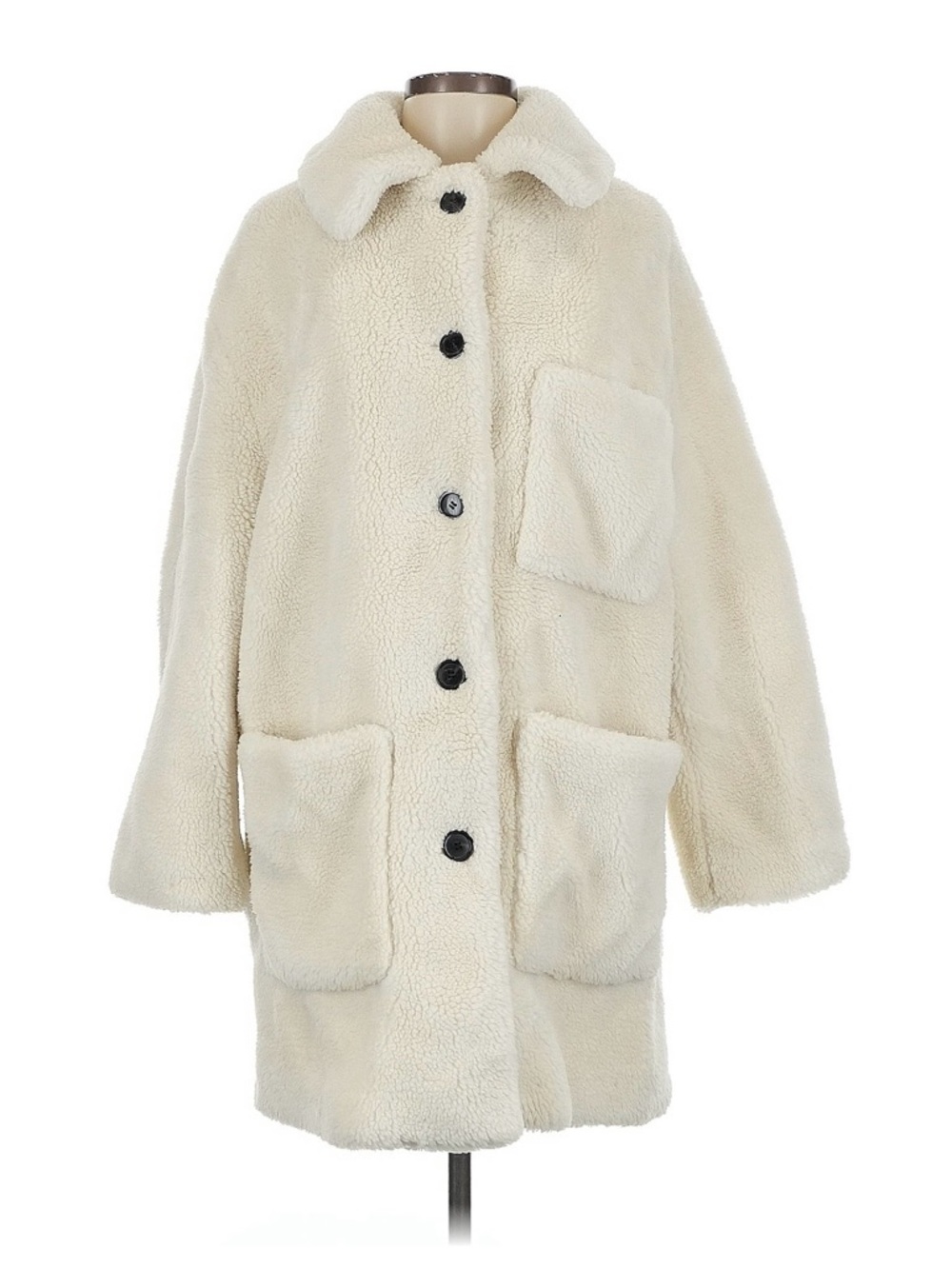 ZARA Faux Shearling Button-Up Coat